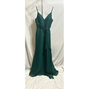 NWT Christina Wu Celebration Size 10 Chiffon Maxi Emerald Green Dress